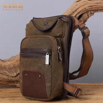

AOLAILUDI Waist Bag Fashion Men Waist Pack Leg Bag Waterproof Canvas Fanny Pack Casual Motorcycle Thigh Bag