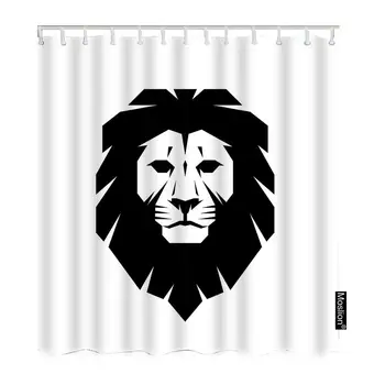 

Shower Curtain LionInch Face Head Logo Creative Animal Wild Pride Strong Power Concept Symbol FunnyShowerCurtain for Bathroom