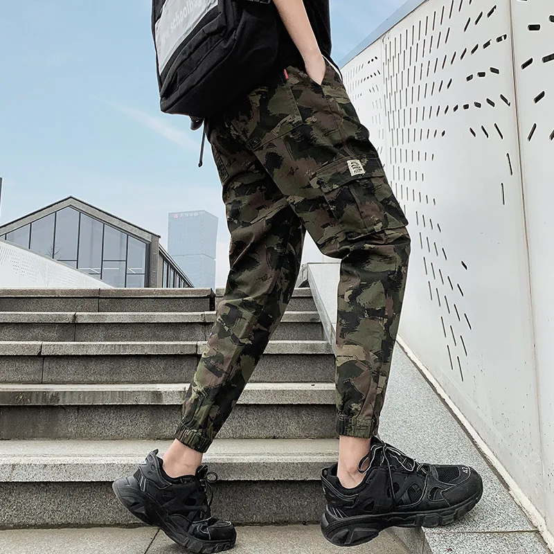 

LNK Spring Camouflage Pants Men's Popular Brand Cargo Bib Overall Loose-Fit Korean-style Trend Ankle Banded Pants Harem Sports P