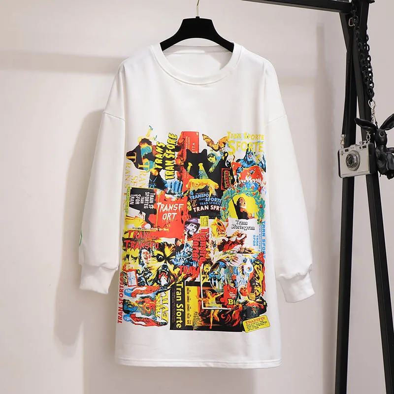 Белый Осенние свитшоты 6XL 7XL 8XL 9XL10XL размера плюс бюст 155 см кофты 2 цвета - Цвет: Белый