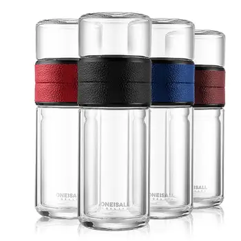 

520ml Tea Separation Double Walled Water Glass Bottle Portable Filter Cup Kettle