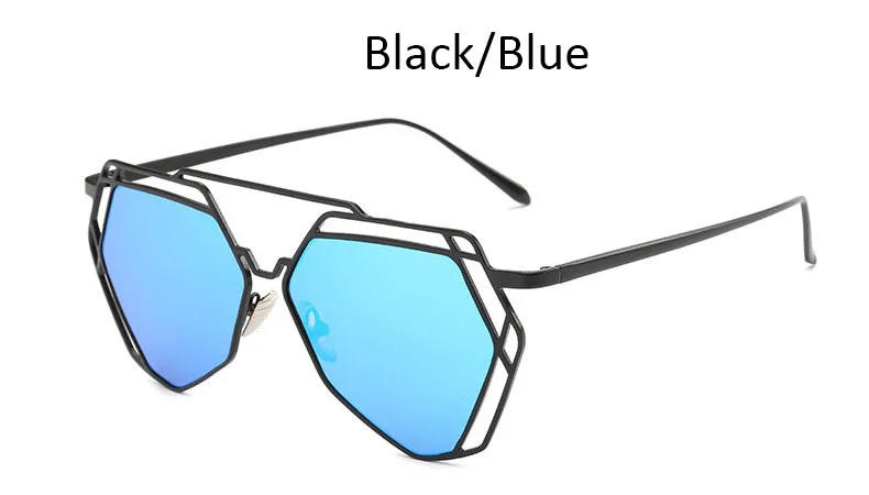 Black Blue Роскошные зеркальные женские солнцезащитные очки пилота, негабаритные винтажные Роскошные брендовые солнцезащитные очки с металлической оправой, женские солнцезащитные очки UV400 - Цвет линз: Black Blue