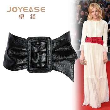 

Fashion all-match super wide leather girdle female decorative shirt jacket coat sweater skirt belt black