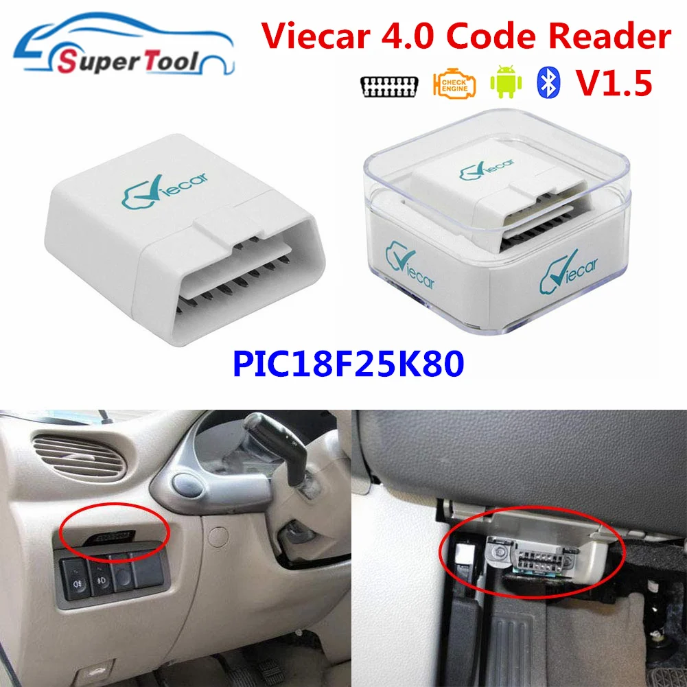 OBD2 адаптер Viecar для V1.5 Bluetooth 4 0 ELM327 автомобиля Антирадары сканер штрих