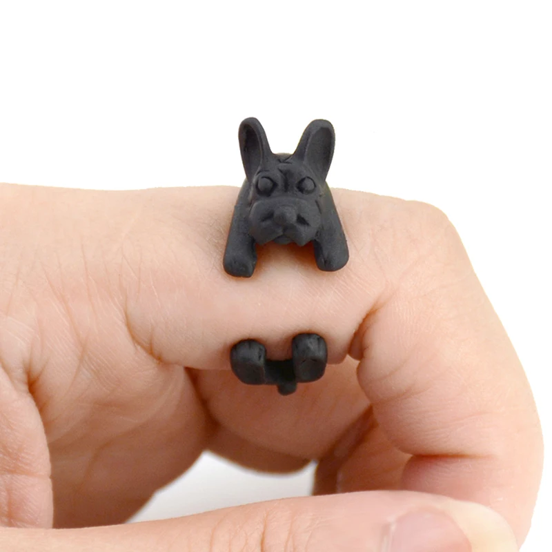 New 3 Colors Vintage Hippie Brass Knuckle Animal Anel Ring Punk 3D American Bully Pitbull Dog Rings For Women Jewelry | Украшения и