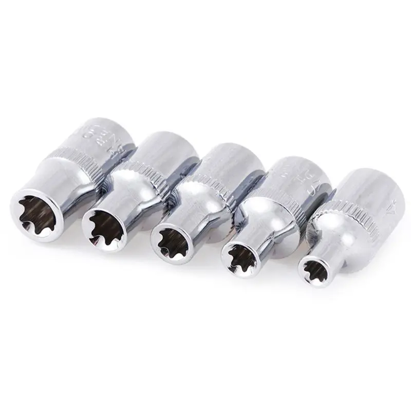 

5PC 1/4 Inch Torx Star Bit Female Socket Set E4,E5, E6,E7, E8 Star Socket Set