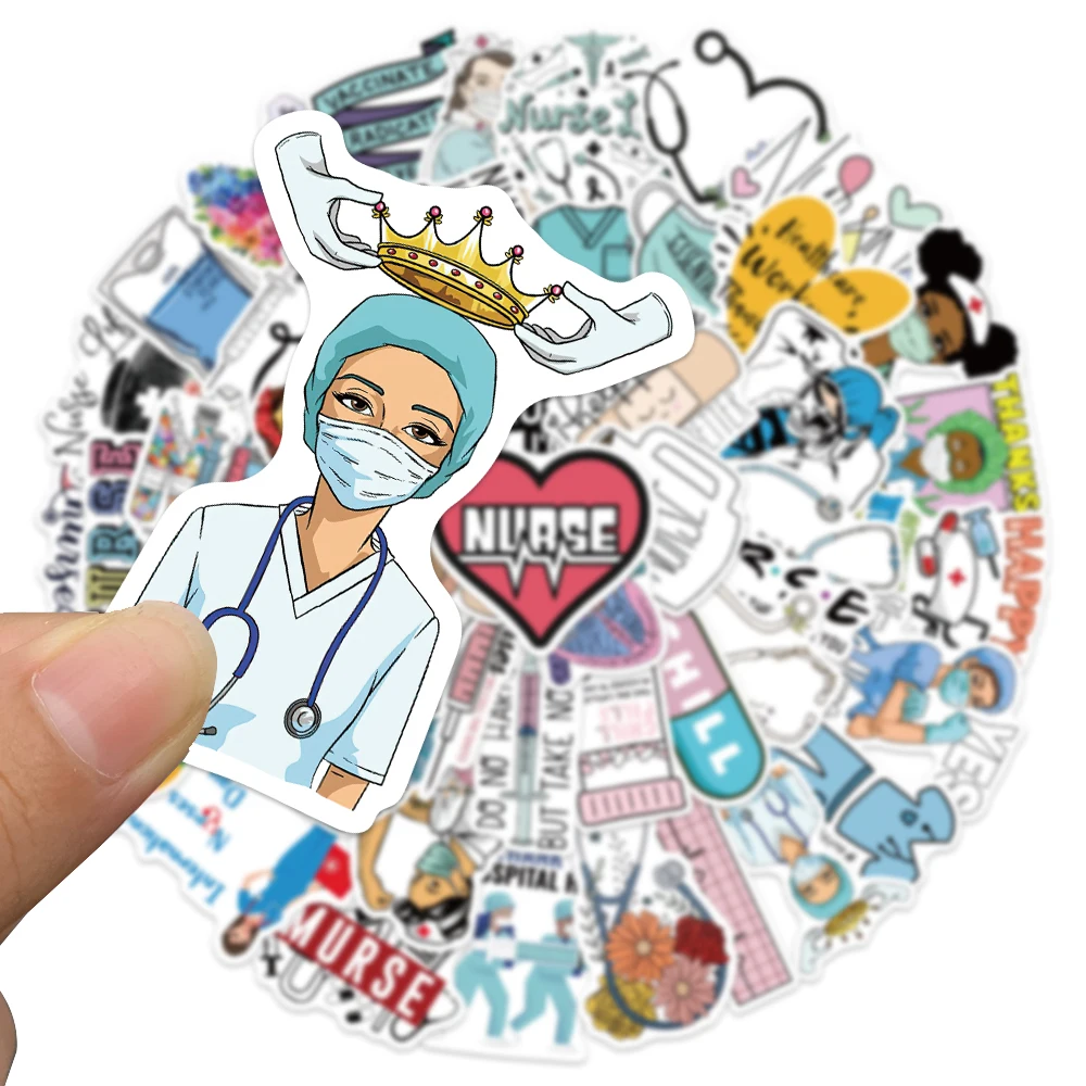 50PCS Medical Science Nurse Stickers Waterproof Vinyl Sticker for