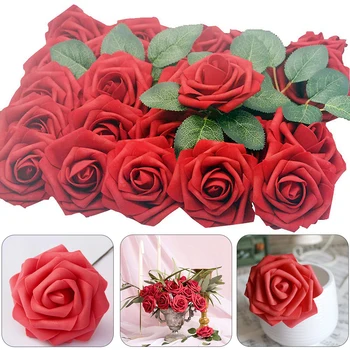 

Artificial Bubble Rose Bouquet With Gift Box Artificial Flower For Festival Gift Wedding Decoration Fake flower with stem leaves