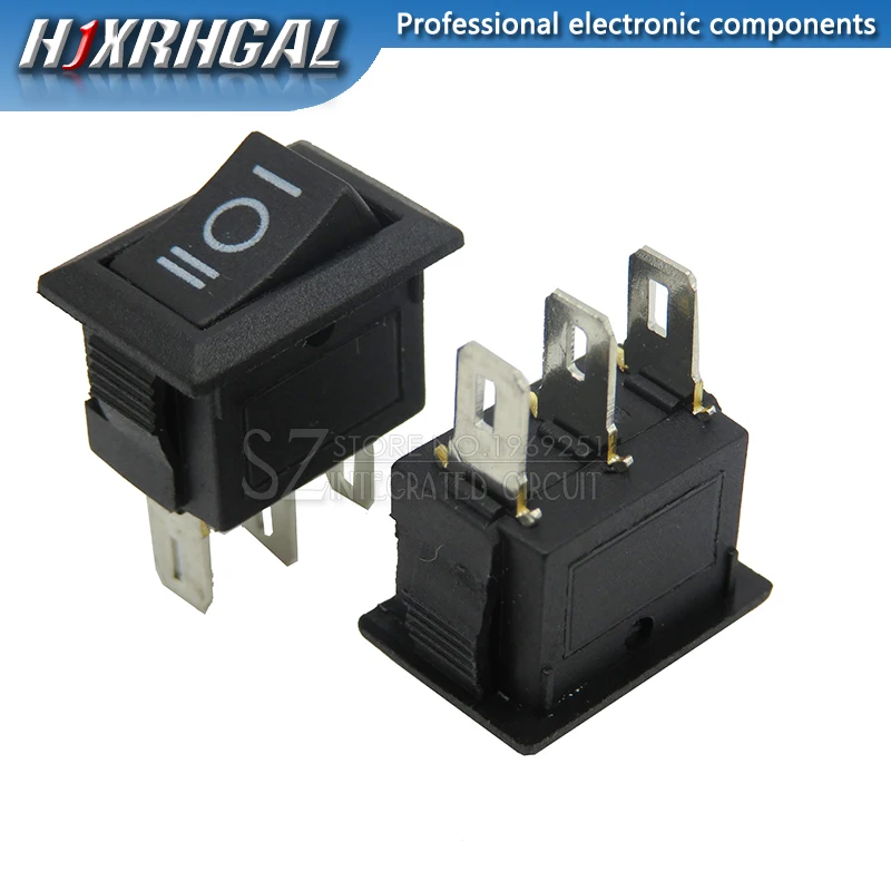 3Pin 3 block Black 10 шт. кнопочный переключатель 10x15 мм SPST 2Pin 3pin 3A 250V KCD11 защелкивающийся ВКЛ/ВЫКЛ перекидной Клавишный Выключатель 10 мм* 15 мм черный красный и белый - Цвет: 3Pin 3 block Black