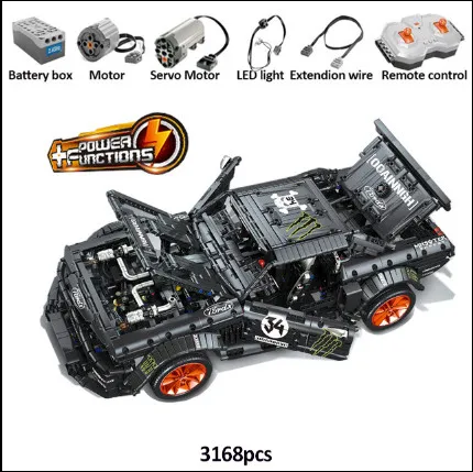 3168 шт строительные блоки кирпичи с светодиодный светильник игрушка RC Ford Mustang