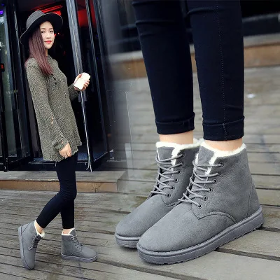 2019 short tube Martin boots plus velvet thick snow boots female winter new boots