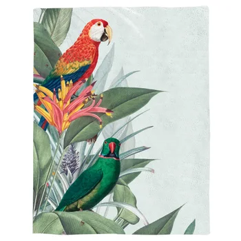 

Banana Palm Vintage Flower Parrot Printed Flannel Blanket Soft Throw Blanket Machine Washable Blankets for Beds Customizable