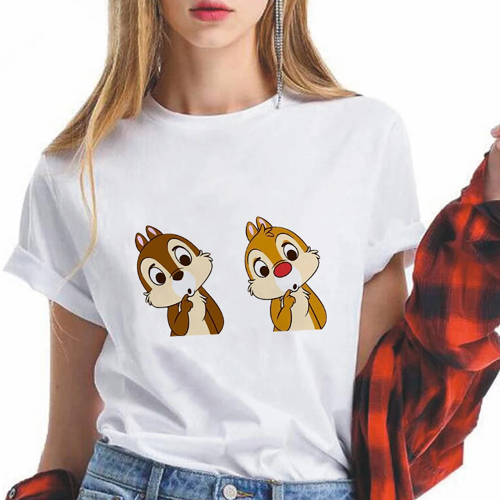 

T Shirt Women Fashion Harajuku Tops Short Sleeve Cute Chip and Dale T-Shirts Leisure Tee Casual Ladies Dropship