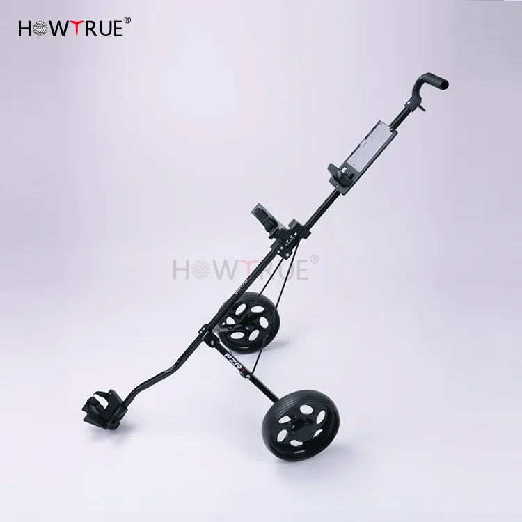 Iron Aluminum Golf Pull Cart,Adjustable Golf Trolley Cart Foldable Trolley with Brake