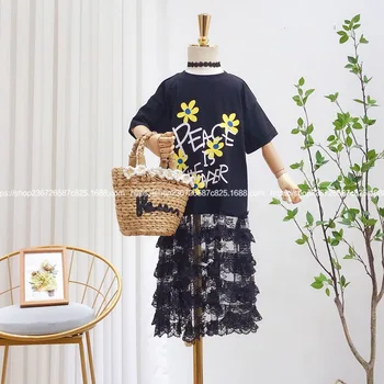

Girls short-sleeved dress 2020 summer new children's middle-aged children's summer dress foreign stitching dress