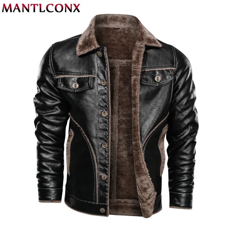 MANTLCONX, зимние мужские кожаные куртки 7XL 8XL, модные кожаные пальто, мужские ветровки из искусственной кожи, брендовая мужская куртка