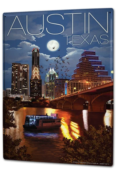

Tin Sign Wanderlust City Austin Texas Car Bar Pub Home Vintage Retro Poster