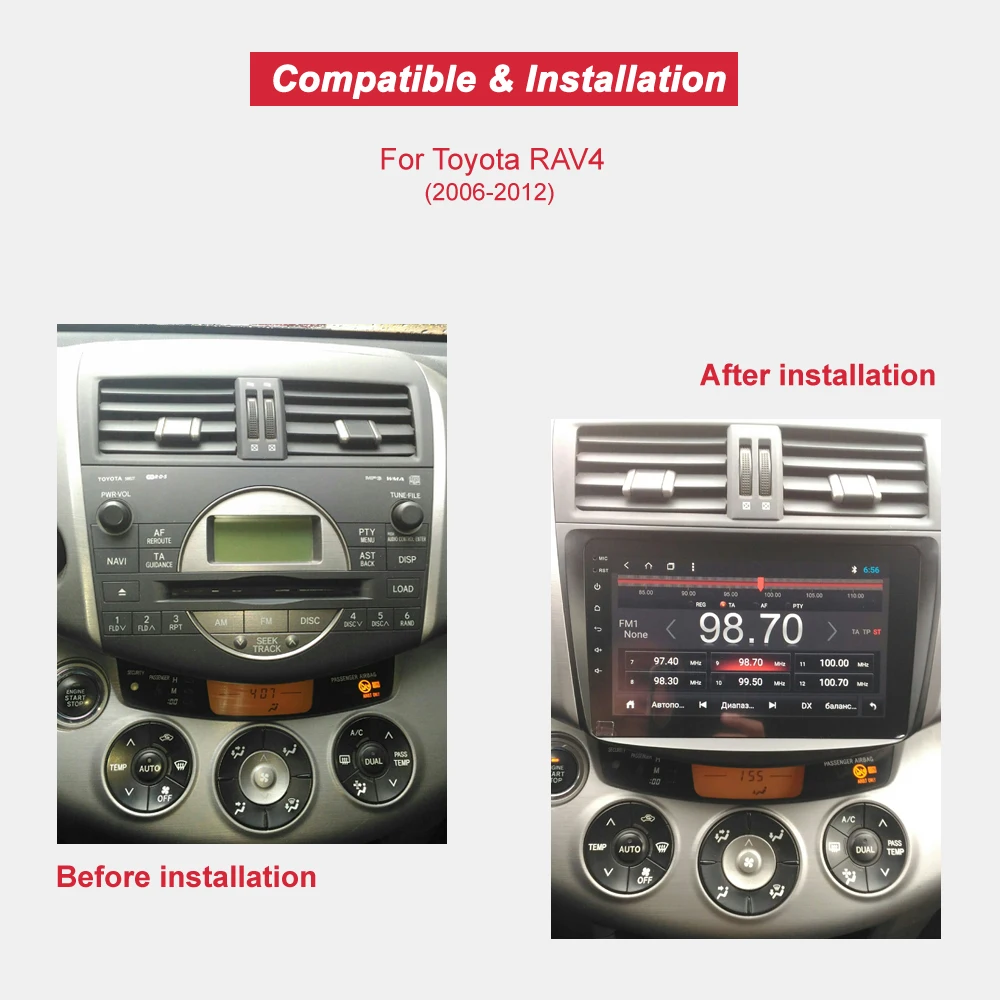 Cheap Bonroad 2 Din Car Multimedia Player Android 9.0 Car dvd gps navigation For TOYOTA RAV4 2006-2012 Radio Stereo /Wifi /BT(NO  DVD) 4