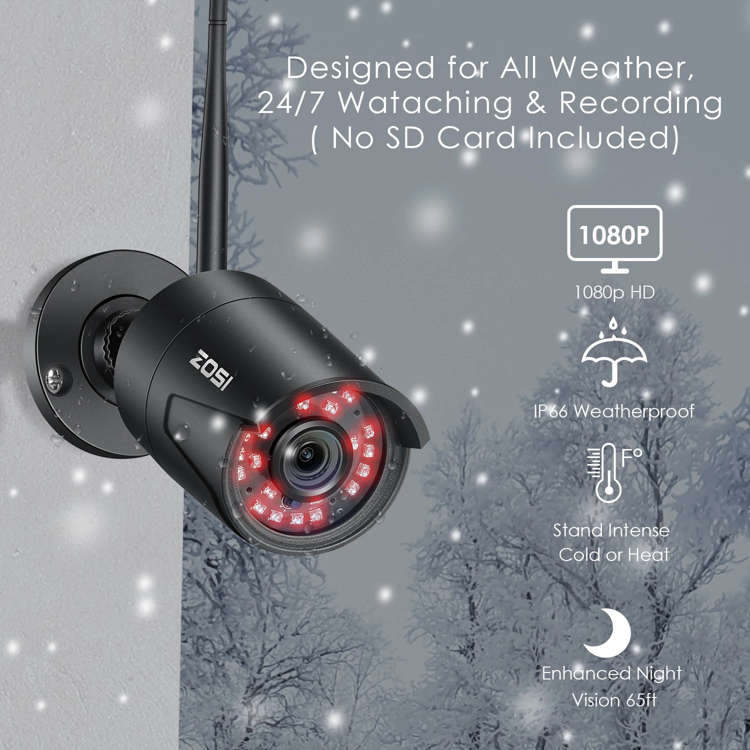 ZOSI 8CH H.265 1080P HD Беспроводной Wi-Fi NVR Kit для дома и улицы Водонепроницаемый IP66 Ночное Видение безопасности IP Камера, Wi-Fi, CCTV, Системы