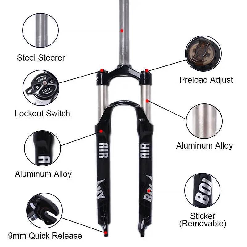 BOLANY MTB Велосипедная вилка 26 "27 5" 29 "велосипедная подгонка 100 мм дорожная QR