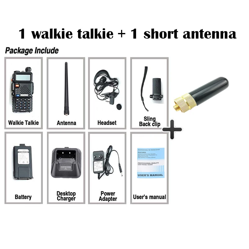 Add a Short Antenna Baofeng, UV-5R, 8 Вт, Двухдиапазонная рация, VHF UHF, двухстороннее радио UV 5R Ham, HF трансивер CB, радио UV 5R, охотничье радио, Comunicador - Цвет: Add a Short Antenna
