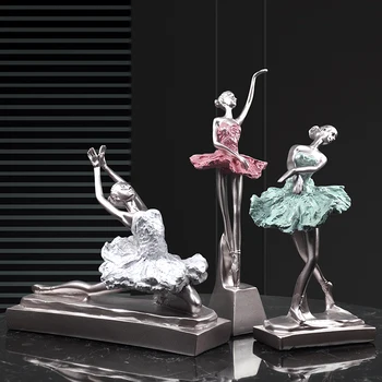 

European Resin Characters Ballet Girl Ornaments Home Livingroom Table Figurines Decoration Hotel Cafe Desktop Statues Crafts Art