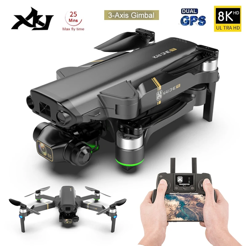 US $155.69 XKJ KAI ONE Pro GPS Drone 8K HD Camera 3Axis Gimbal Professional AntiShake Aerial Photography Brushless Foldable Quadcopter