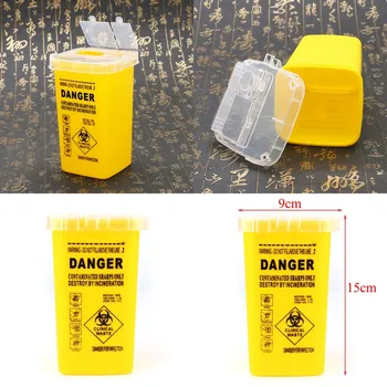 

1 Pcs Yellow Medline Sharps Container Biohazard Disposal Needle Biohazard Needle Disposal for Medical Dental Tattoo 15x10x10cm