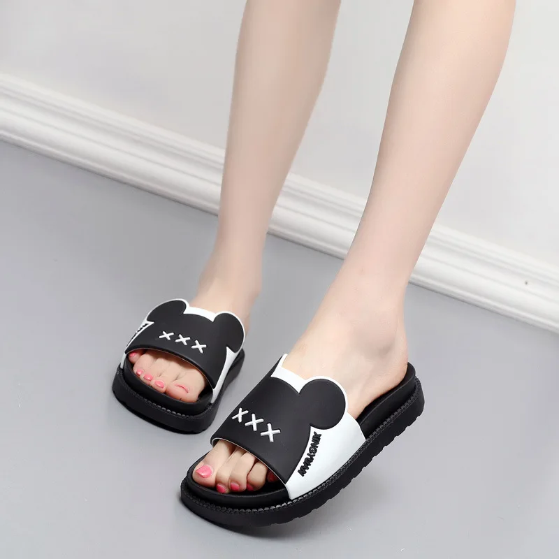 

Slipper Women's Summer Flat Heel Indoor Thick Bottomed Anti-slip Bathroom Bath Outer Wear Slippers Men Slippers Household Care S