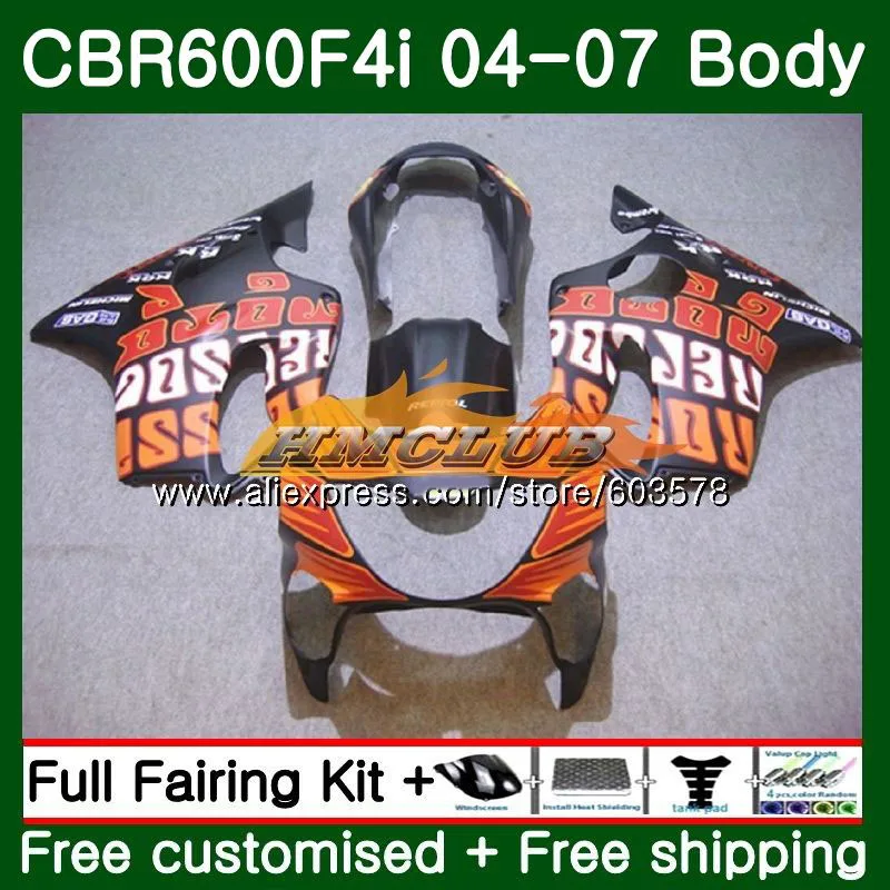 Комплект для HONDA CBR 600F4i CBR600 FS CBR 600 F4i 04 05 06 07 71CL. 24 CBR600F4i CBR600 F4i 2004 2005 2006 2007 на плоской подошве Repsol обтекатель