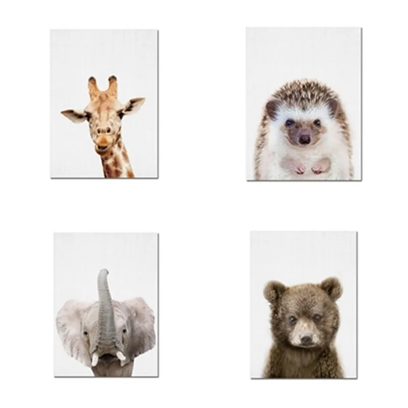 

Personality Canvas Wall Art Spray Painting Nordic Style Cartoon 12 Animal Decorative Adornment Picture Core Fashion Home Decor