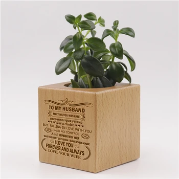 

Square Mini Wooden Succulent Flower Pot Plant Engraved Gift To Husband Boyfriend Lover Personlized Dropshipping Shopify HP0015