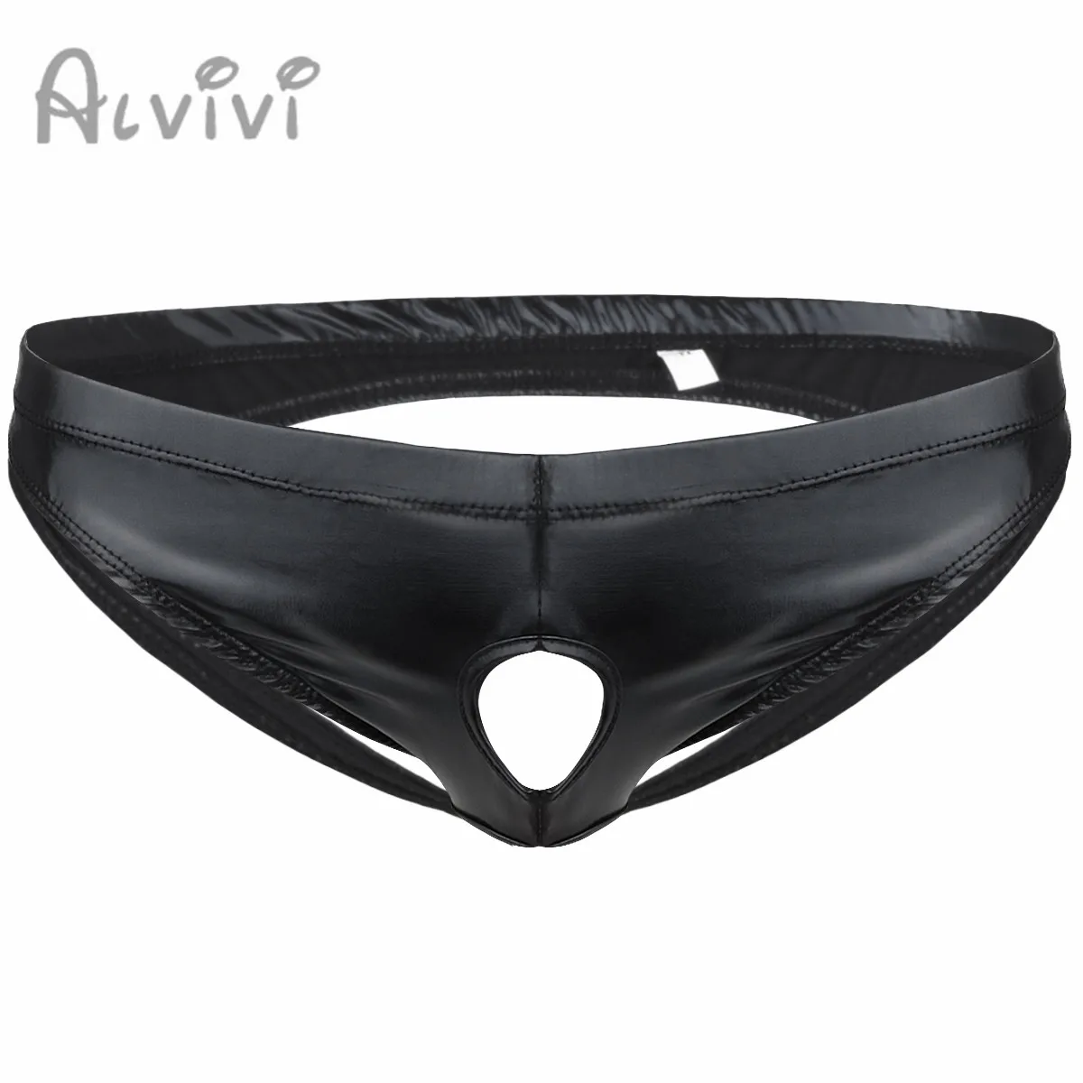 Sexy Lingerie Men Leather Underwear Briefs Men Open Front Penis Pouch Hole Gay Underwear Sissy Panties Crotchless Underpants