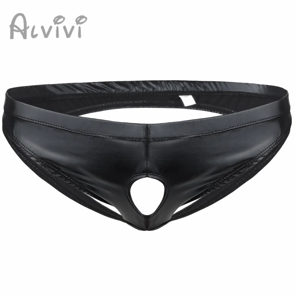 Mens Underwear Sexy Lingerie Men Leather Underwear Briefs Men Open Front Penis Pouch Hole Gay Underwear Sissy Panties Crotchless Underpants