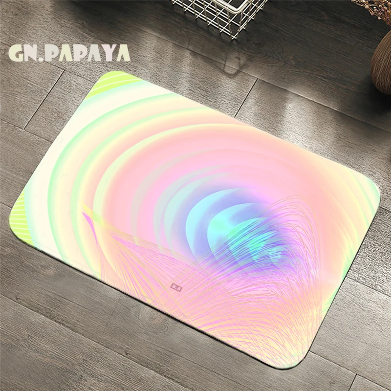 

Rainbow color Vortex Carpets hippie Bathroom Floor Mats Toilet Rugs Kitchen Area Rug Art fashion Pad Absorbent Front Door Mat