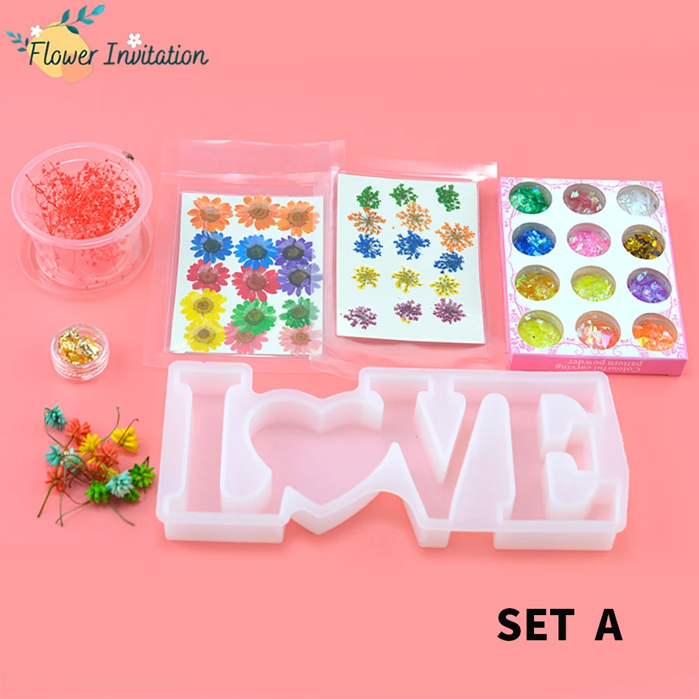 

Flower Invitation Manual DIY Silicone Mold for Resin LOVE Mould Package Set
