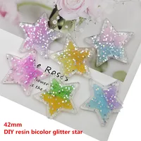 10pcs/lot DIY resin colorful glitter bicolor glitter star for kids hair accessories resin cabochons