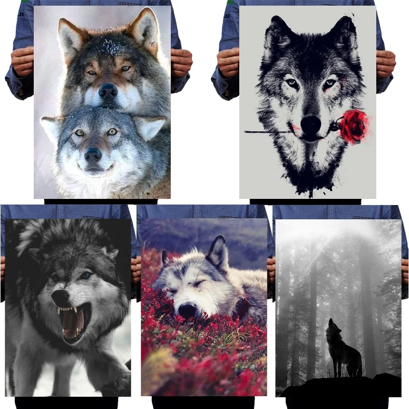 Волк 5D Сделай Сам Полный Круглый рисунок животных фотообои домашний Декор