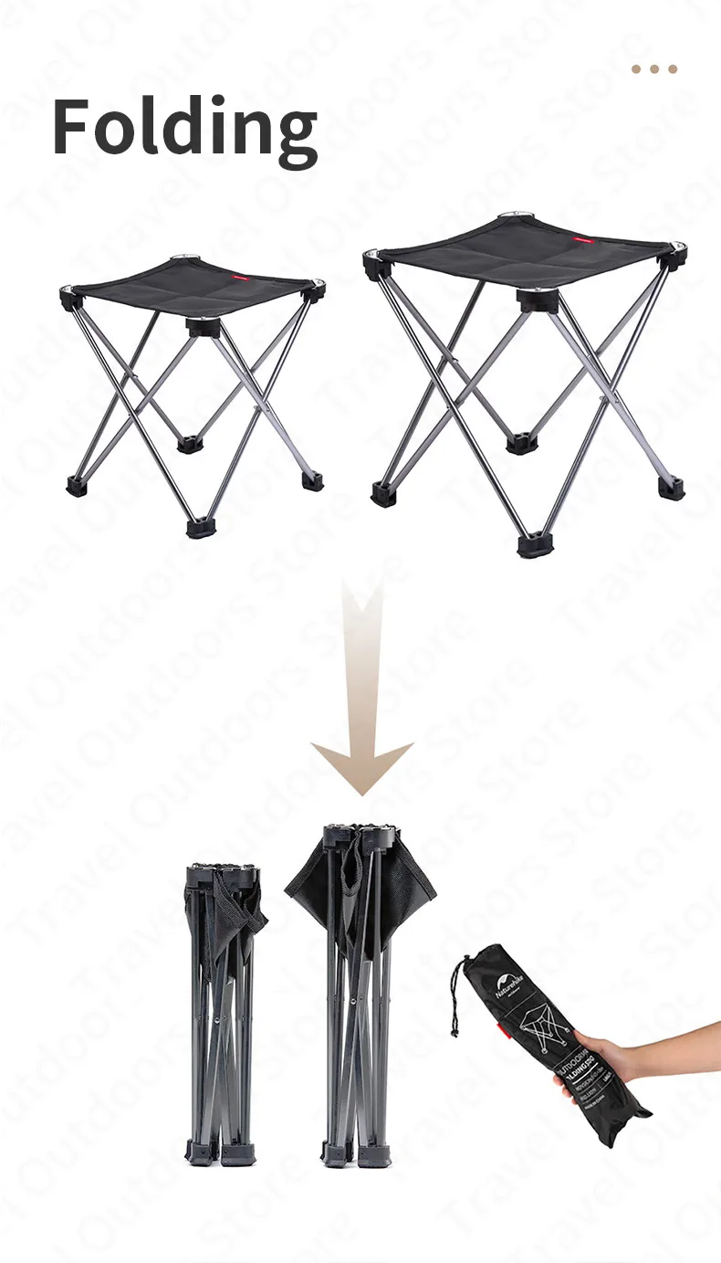 Description Picture 4 of itemNaturehike Ultralight Aluminum Alloy Portable Fishing Chair Outdoor Folding Bench Stool Picnic 900D Oxford Cloth Camping Supplie