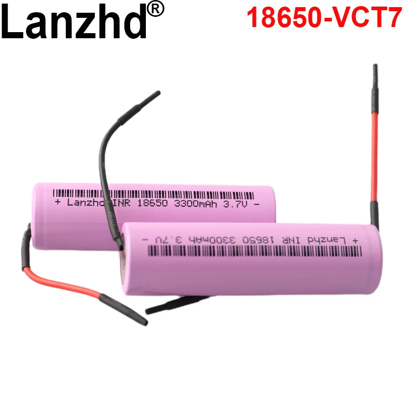 

2PCS 18650 3.7V Battery Original 18650 Rechargeable batteries with wire DIY lithium Li ion 3300mAh 10A VTC7 35E