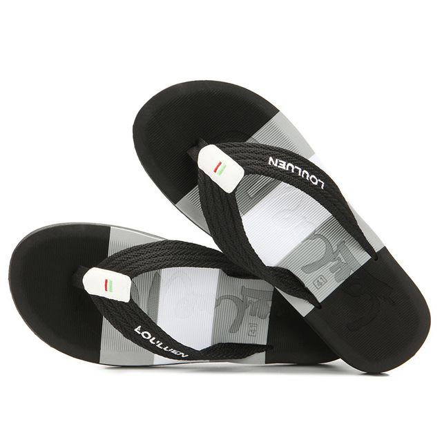 Massage Silk Word Drag Cool European Fashion Clamp Feet Beach Relief Totem Big Size Men Flip Flops Business Slippers