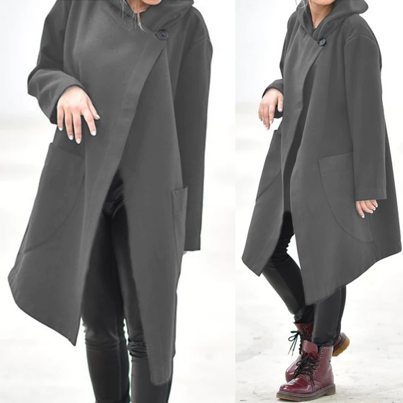Зимние Модные Асимметричные пальто женские толстовки куртки Celmia размера плюс верхняя одежда Повседневная Свободная Длинная толстовка ветровка