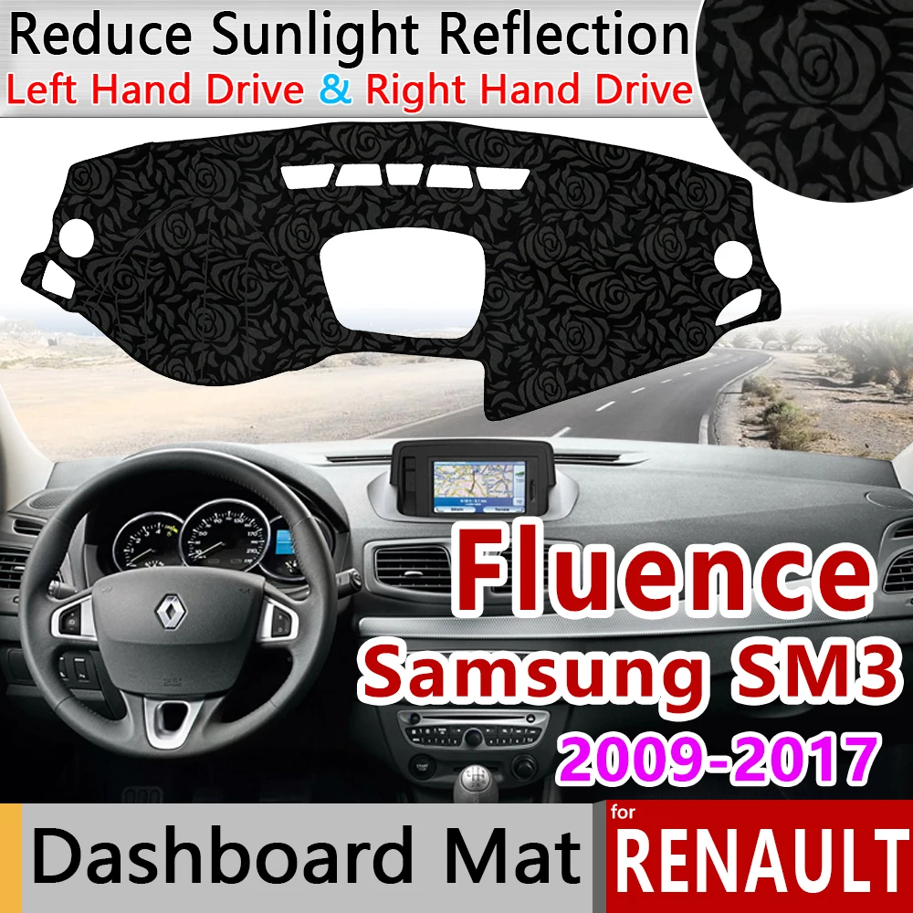 

for Renault Fluence 2009~2017 Samsung SM3 Anti-Slip Mat Rose Pattern Dashmat Dashboard Cover Pad Sunshade Cape Rug Accessories
