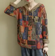 

Women Autumn Cartoon Print Sweater Long Sleeve Hooded Sweaters Tops female fashion Harajuku Plus Size Jumper wool Clothes Mujer