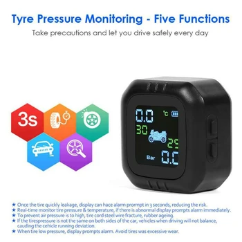 

TPMS Tire Pressure Monitor Motorcycle Wireless High Precision With Bracket Black