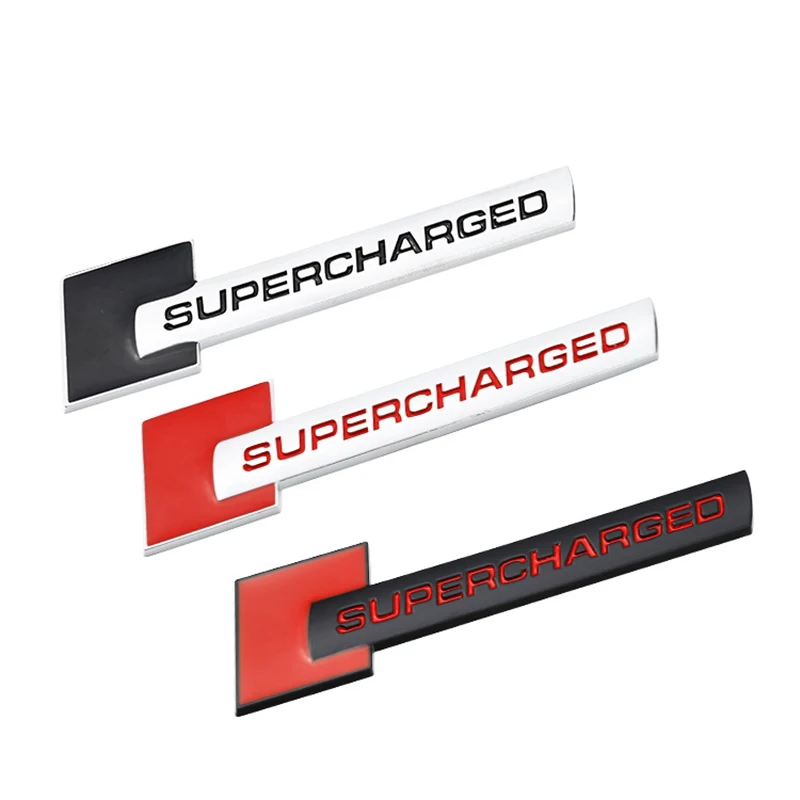

Black Red Diamond Block Bar Text Emblem for Audi A4L A5 A6L Q5L SUPERCHARGED Car Styling Refitting Badge Trunk Side Logo Sticker