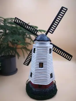 

Resin Windmill Courtyard Decorative Solar Windmill Electronic Toys Home Office Decor Lamp Kids DIY Educational Assembly Kit
