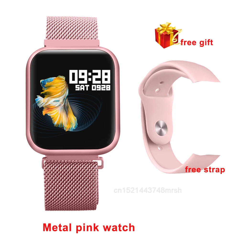 metal pink P80 Смарт-часы для женщин IP68 Водонепроницаемый Полный сенсорный экран smartwatch монитор сердечного ритма фитнес-браслет мужские smartwatch vs B57 - Цвет: metal pink