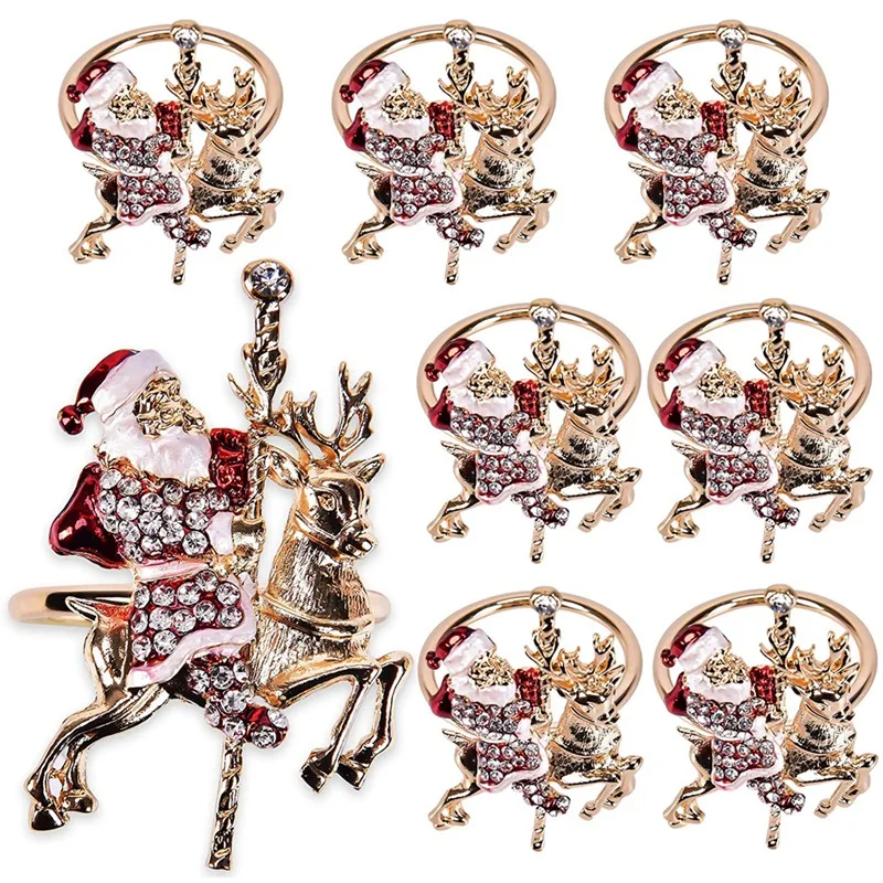 

8Pcs Napkin Rings,Christmas Napkin Rings Dinner Tables Rings for Christmas, Thanksgiving Table Settings Decoration