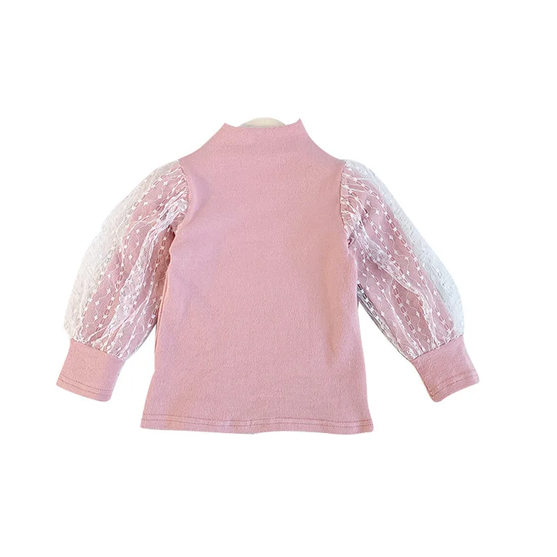 Baby Girl Toddler Kids Ruffle Long Sleeve Tops Tee Shirt Clothes Solid Color Patchwork T-shirt Autumn Winter Girls 2-7Y